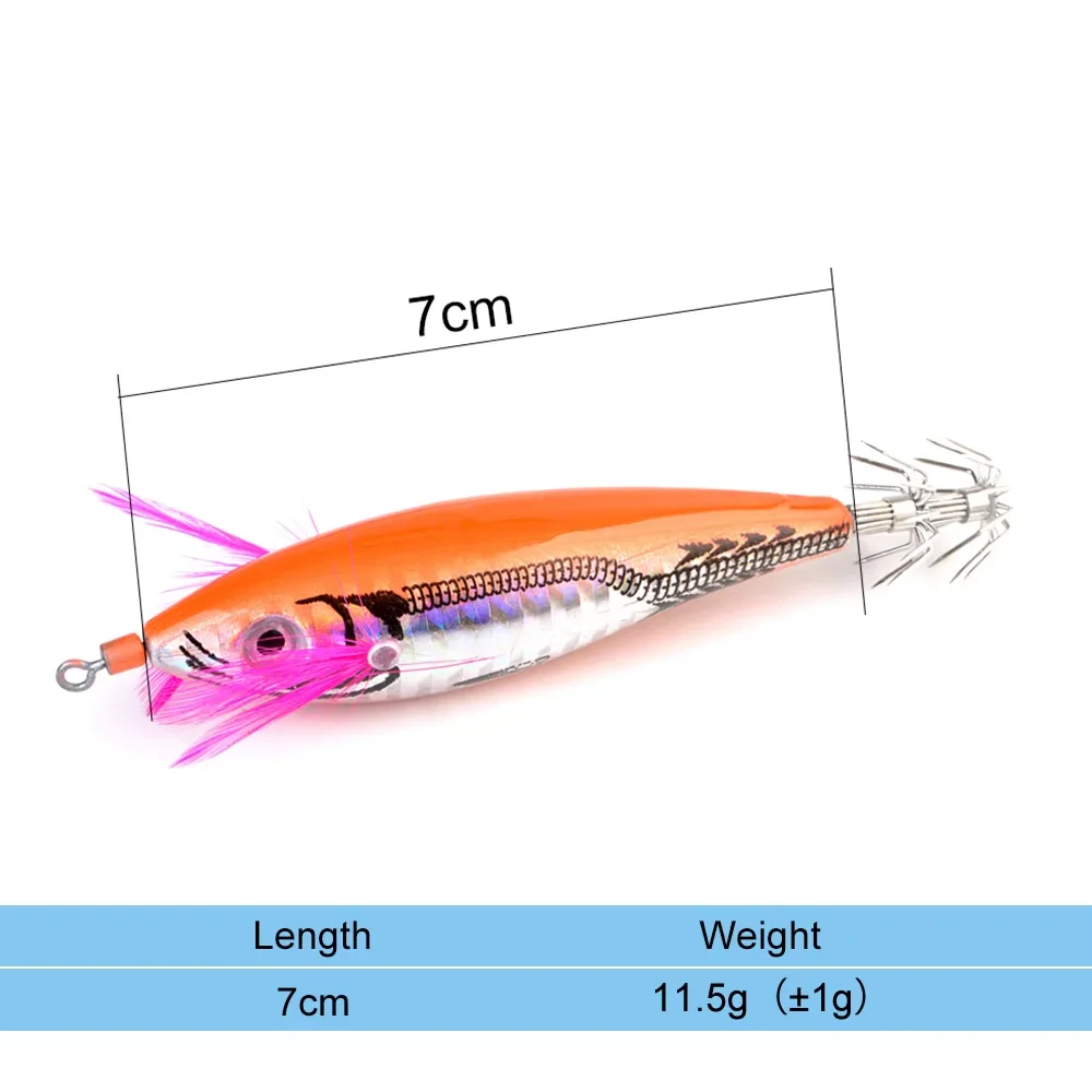 Anzuelo de calamar con ojos 3D de 11,5g, Señuelos de pesca de pulpo duro, plantillas de calamar y camarones, mar Artificial para pesca al aire libre, cebo de calamar - imagen 3