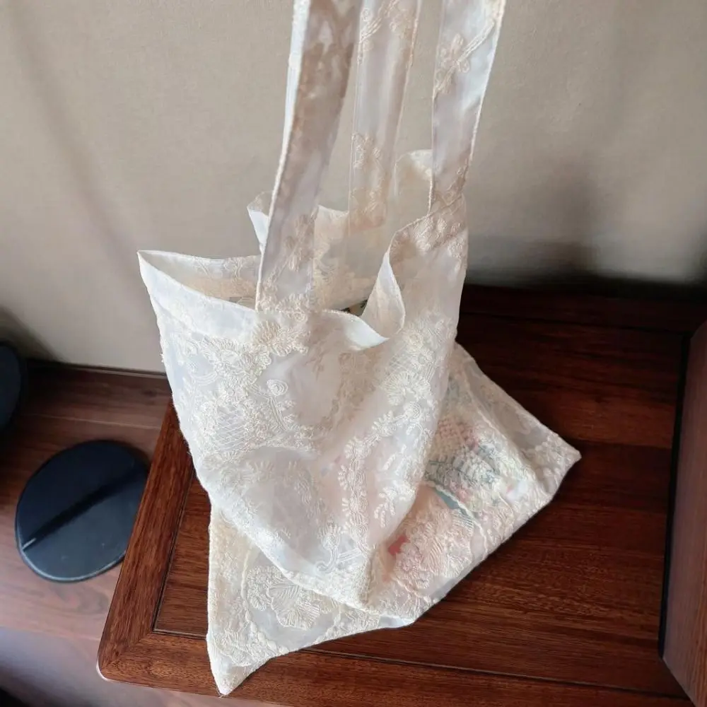 Bolso de pesca bordado floral de hombro gran capacidad para mujer
