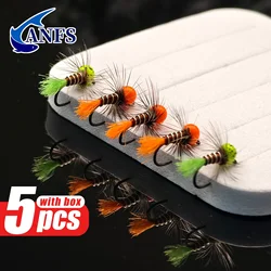 ANFS 5 uds plantilla de tungsteno ninfa sin púas mosca hundimiento rápido ninfa húmeda para trucha Grayling Bluegill señuelo de pesca en aguas profundas cebo