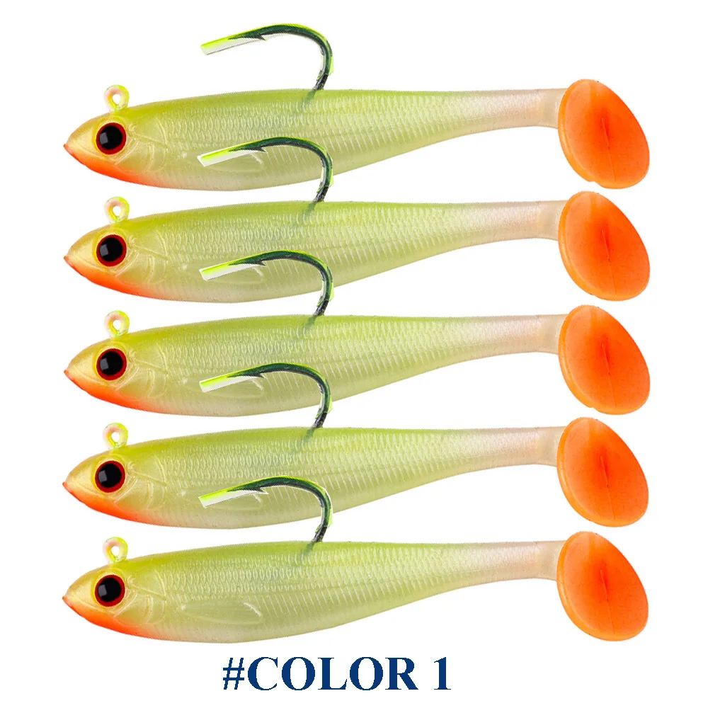 5 uds Shad Swimbait señuelo suave 6,6g 12,5g cebo de pececillo negro de silicona para lubina trucha Lucio lago pesca en el mar - imagen 5