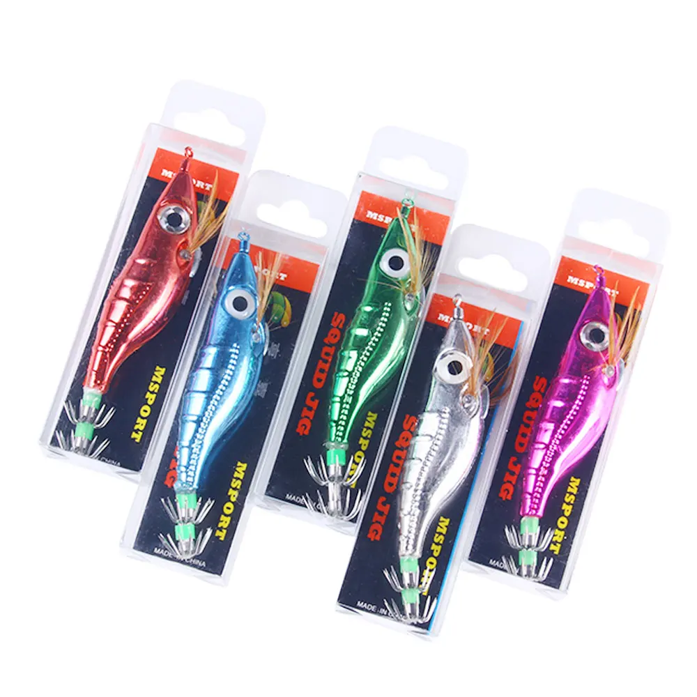 Señuelo de camarón de calamar galvanizado, anzuelos de camarón de madera de ojos grandes, anzuelos de calamar de pulpo, señuelo de pesca de sepia, suministros de pesca, 10CM-9G - imagen 3