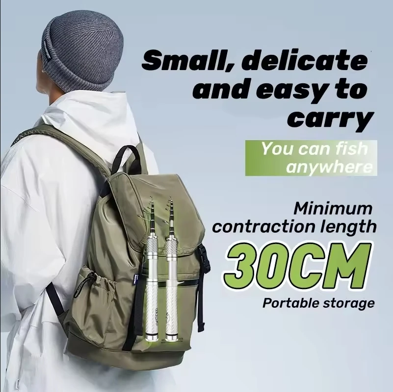 Mini señuelo portátil telescópico de carbono y peso ligero, longitud de contracción, 30cm, peso solo, caña de pescar de 98g - imagen 3