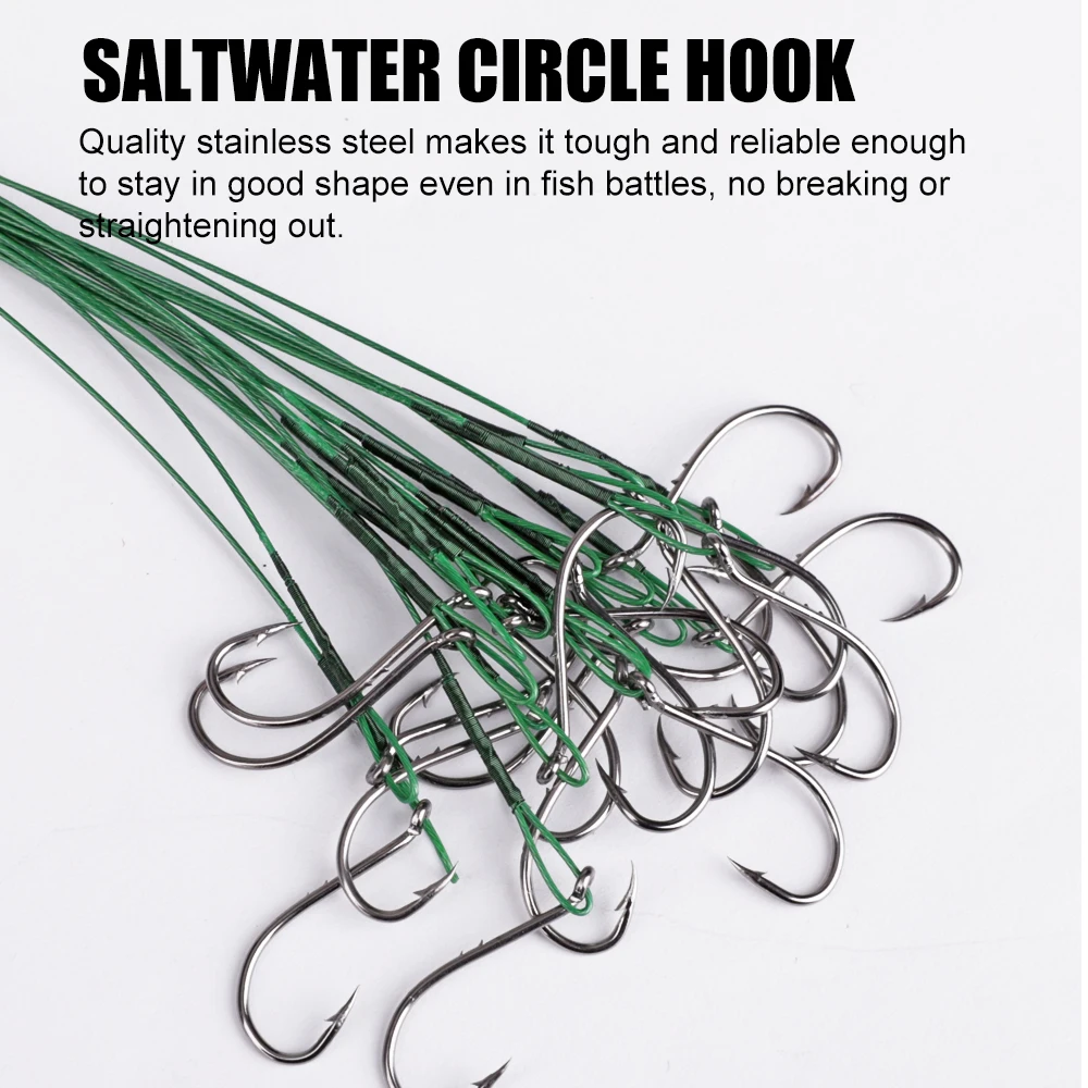 FTK 20 piezas correas de alambre de acero antimordida de 16cm/23cm para pescar 20LB-60LB línea de pesca líder con accesorios de gancho - imagen 5