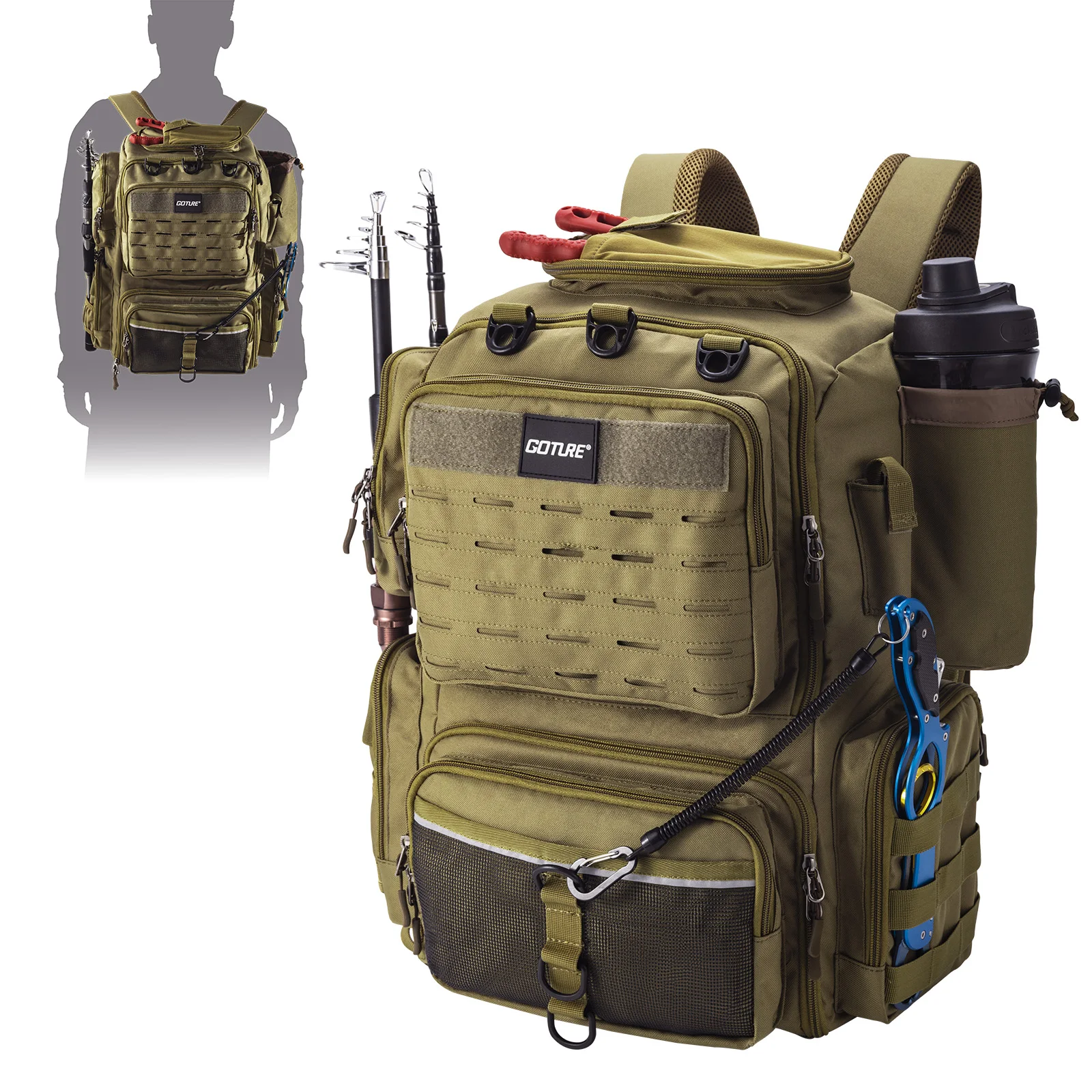 Goture Mochila de pesca impermeable multiusos
