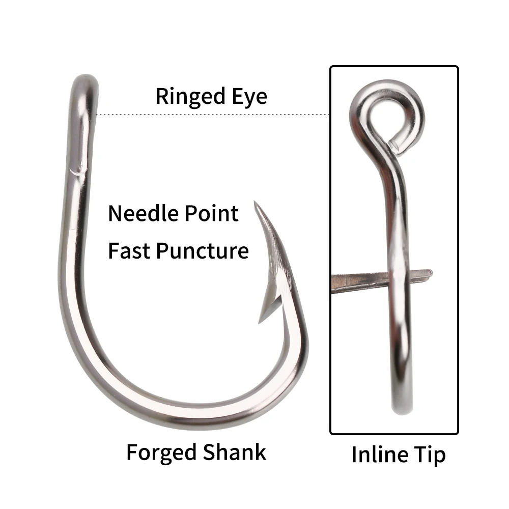 Ellllv-anzuelos de pesca de acero inoxidable, anzuelos de pesca de gran tamaño, 100, 4/0, 5/0, 6/0, 7/0, 8/0, 9/0, 10/0, 12/0, - imagen 3
