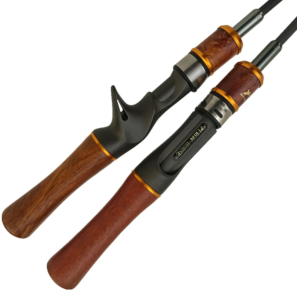 Caña de pescar de trucha con punta sólida de carbono con mango de madera, luz superior 602UL L potencia 1,4 1,7 1,8 m, 3 secciones, caña giratoria de acción rápida - imagen 3