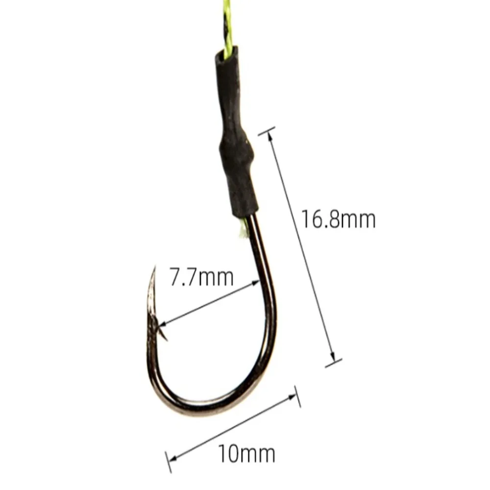 Un gancho de pesca de alta calidad con dimensiones precisas para un rendimiento óptimo