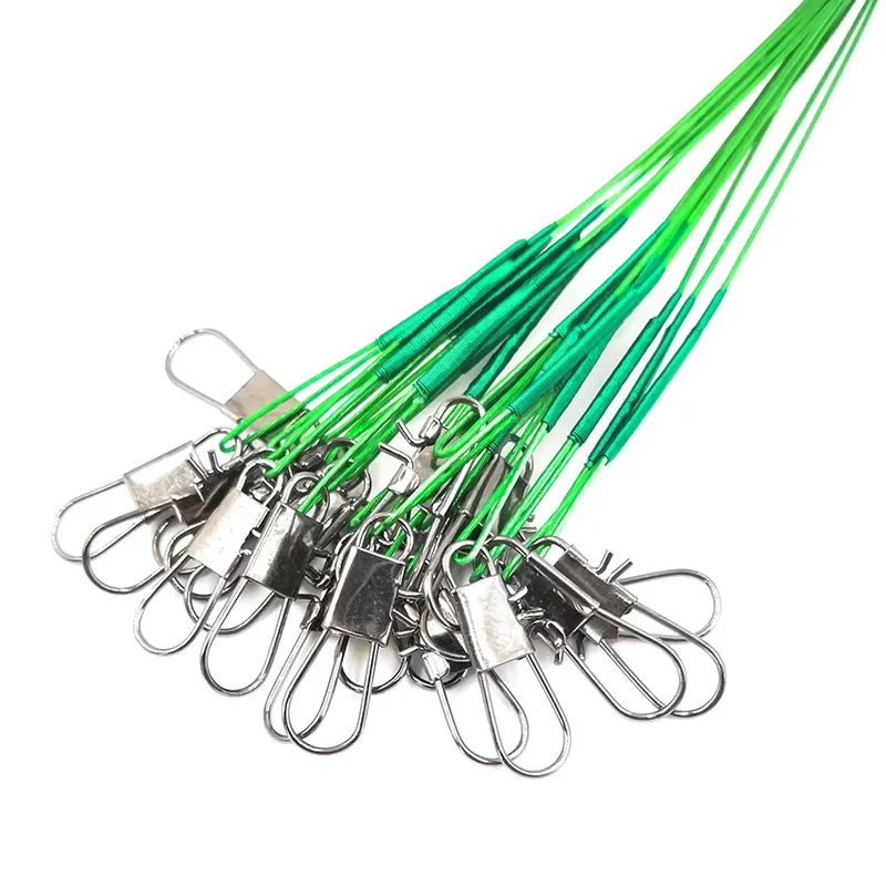 OUTKIT 20 unids/lote señuelo de Pesca rastro cuerda alambre líder línea giratoria aparejos Spinner tiburón giratorio con 15CM, 20CM, 24CM, 30CM Pesca - imagen 2