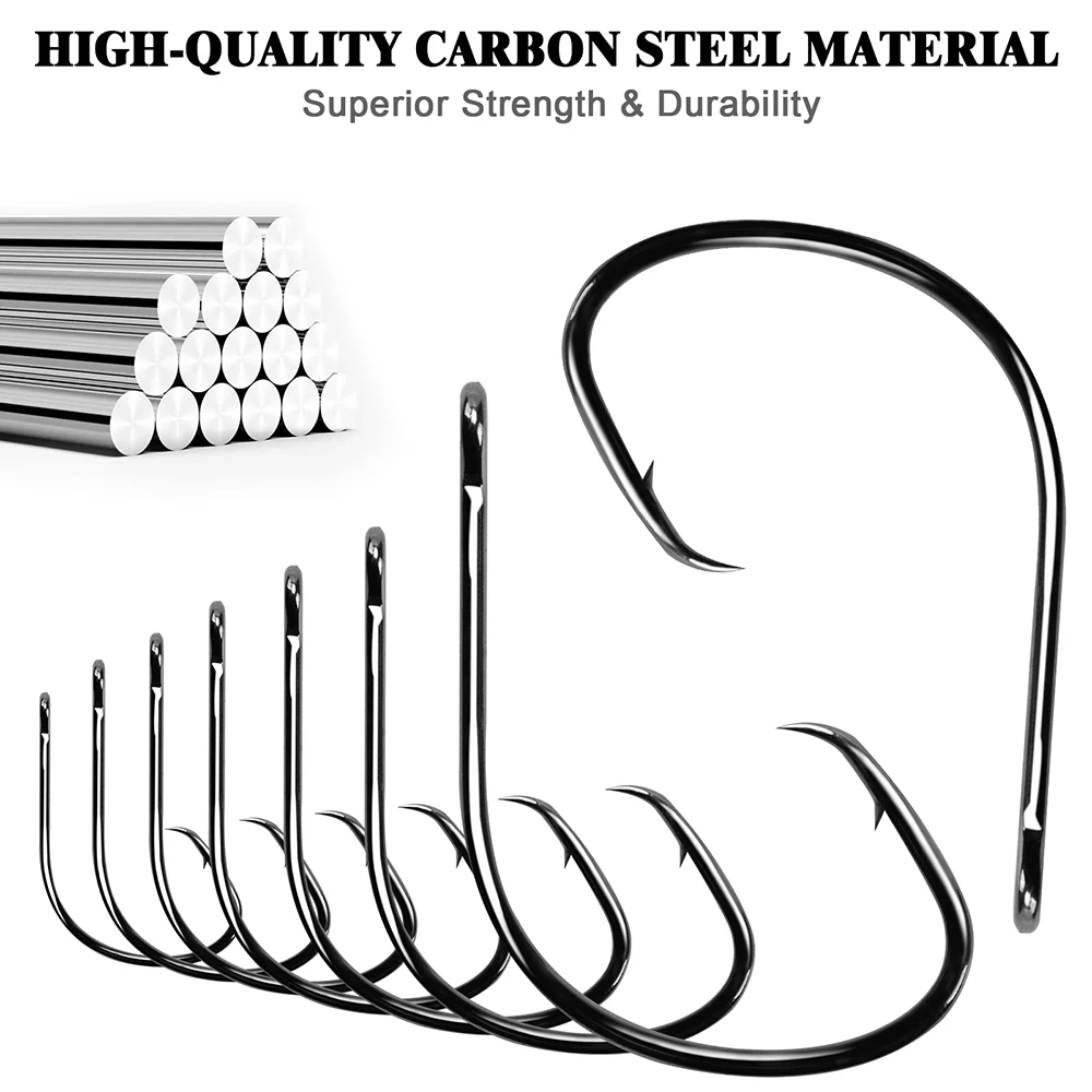 Goture 50 unids/lote de anzuelos de pesca, anzuelos de púas individuales de acero con alto contenido de Corbon, aparejos de pesca de mar/agua dulce, accesorios de pesca de carpa