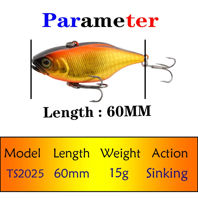 Testar 60mm 15g cebo de vibración que se hunde Rattlin láser Swimbait Señuelos de pesca de fundición larga hielo invierno VIB cebo duro aparejos de Lucio - imagen 2