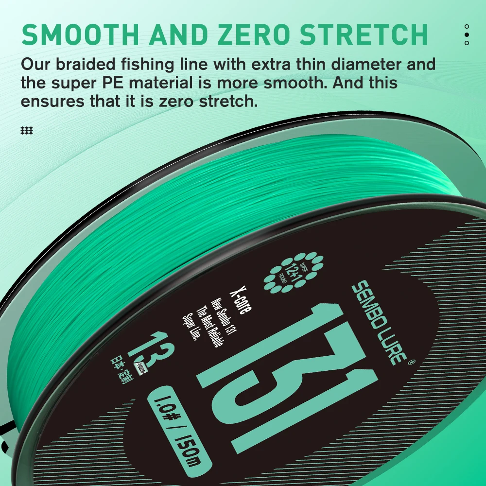 Línea de pesca trenzada ZUKIBO Sembo 131, fibra de rendimiento Super Line X13 más confiable, fuerza del nudo superior, resistente a la abrasión - imagen 5