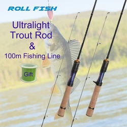 ROLLFISH-caña de pescar ultraligera para trucha, punta de alta sensibilidad para Panfish, tejido cruzado, tela de fibra de carbono, envío de hilo de pescar de PE de 100M