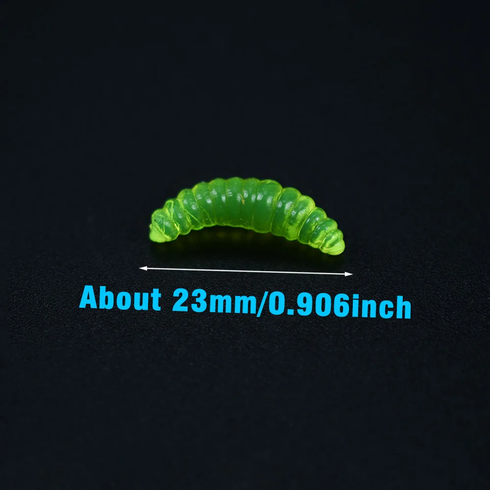 100 Uds Mini cebos de gusano suaves 2cm 5 colores mezclados Señuelos de Pesca silicona pan biónico gusano señuelo caja pesca trucha perca lubina - imagen 3