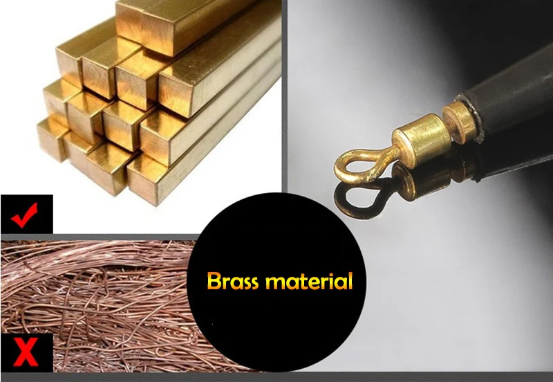 Tres imágenes diferentes relacionadas con los materiales. A la izquierda, hay una pila de lingotes de oro, que están hechos de oro. En el centro hay un primer plano de un material de latón, que es una aleación de cobre.