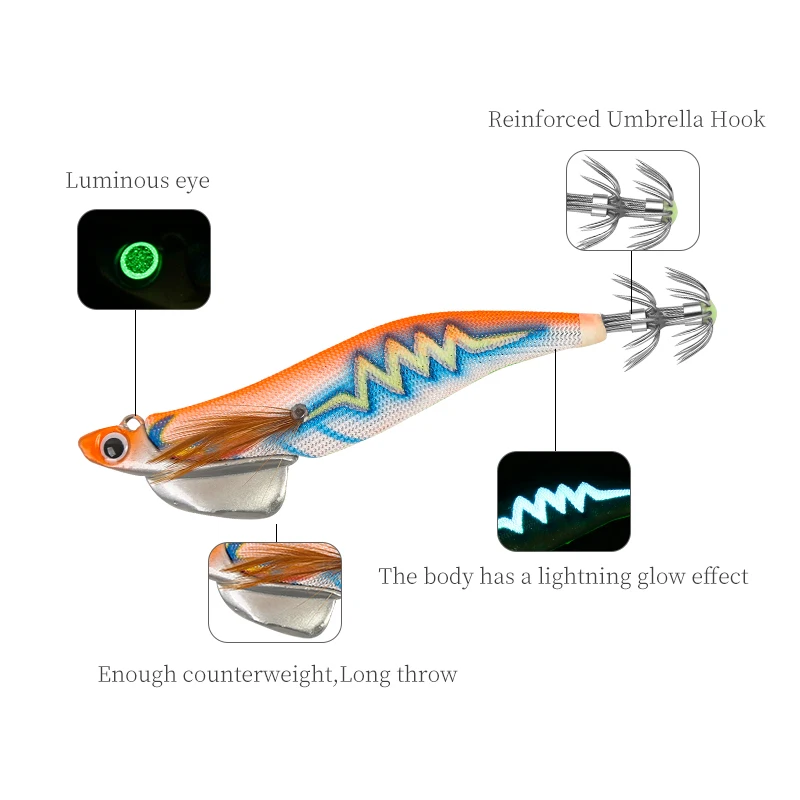 Señuelo de calamar Japón Jig head plantilla de calamar plantilla de pulpo señuelo de pulpo juego de plantilla de mar anzuelos de calamar cebo de calamar pesca - imagen 2