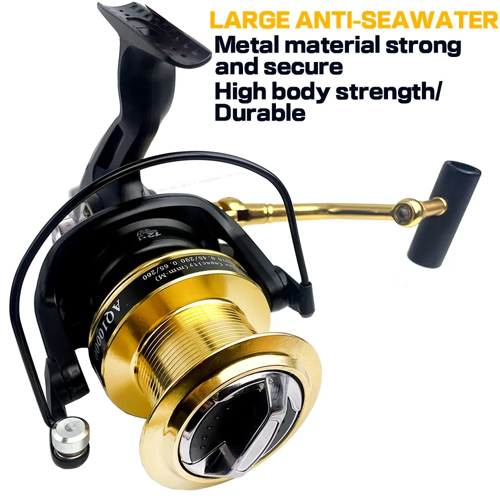 Carrete de pesca de mar GHOTDA, relación de engranaje 4,9:1, sin espacio, freno grande, aparejos de pesca de carpa estables y resistentes al desgaste, serie 8000 9000 10000 - imagen 3