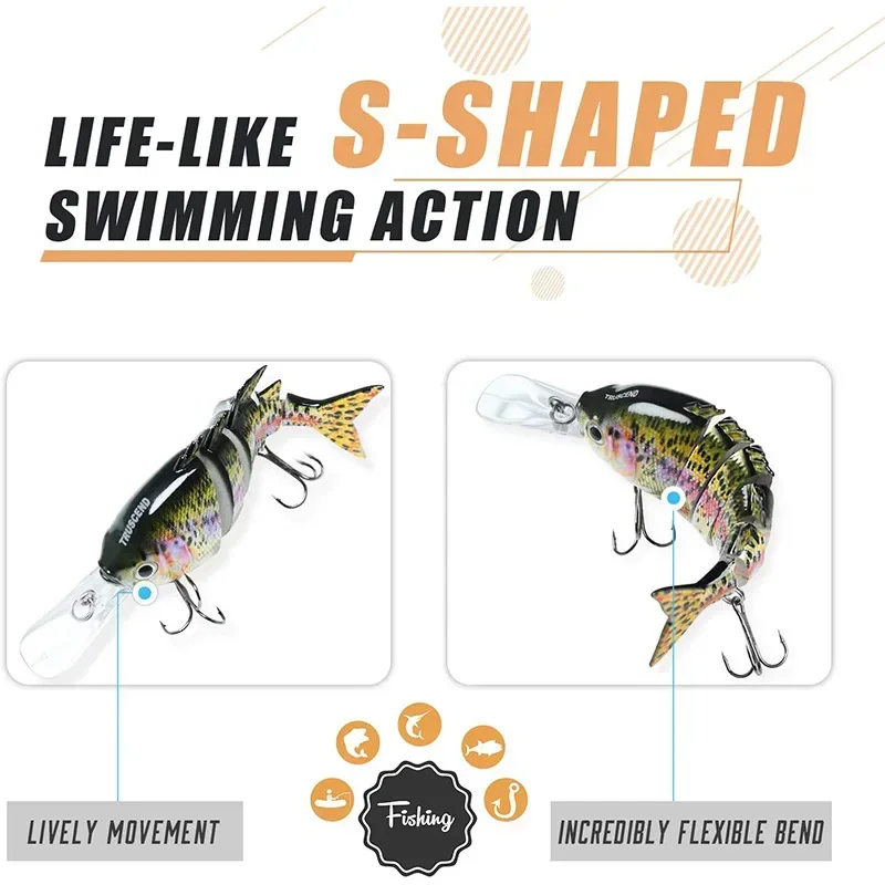 Wobblers de hundimiento para Lucio Swimbait, señuelos articulados para pesca, cebo Artificial duro, aparejos de señuelo de pesca, 3 piezas, 10cm, 14g - imagen 4