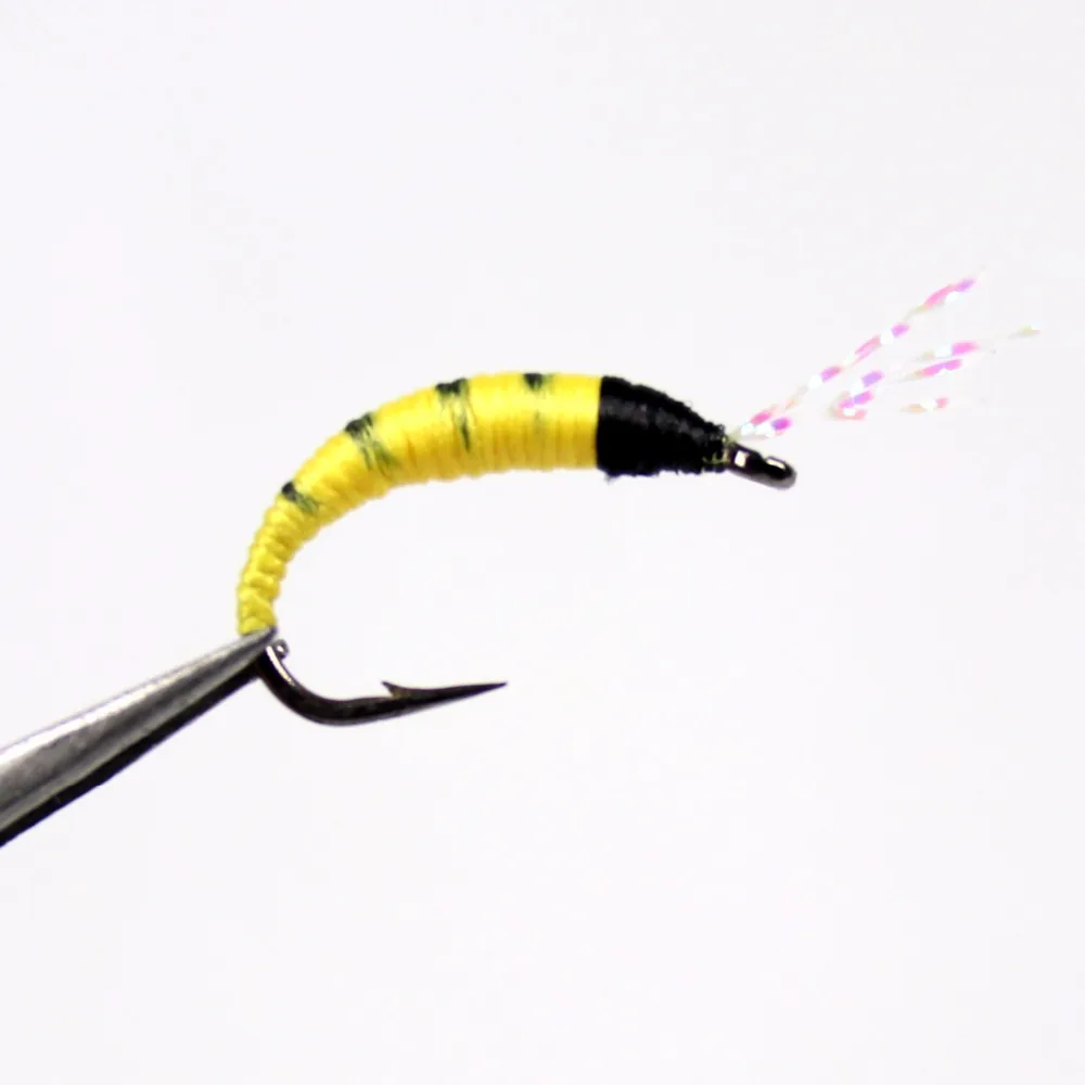 Wifreo-Señuelos de Pesca artificiales, 10 piezas, tamaño #6, parpadeante, rojo, amarillo, Pupa Larva, ninfa, Mosca, trucha, lubina - imagen 2