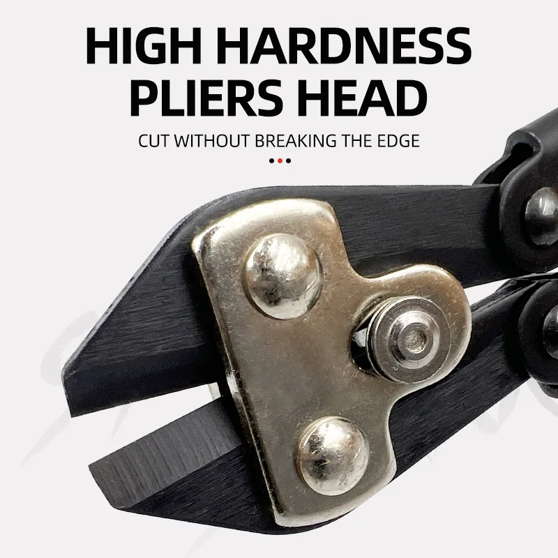 Cortador de pernos de 8 pulgadas, mangos antideslizantes de goma, cortador de alambre de acero al carbono, manguitos de prensado de cuerda de alambre, herramienta de pesca, alicates de pesca - imagen 4