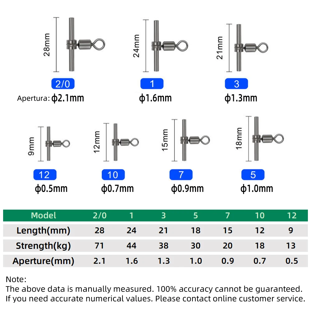 DNDYUJU 10-20X mangas giratorias de pesca giratorias de pesca de 3 vías grúa rodamiento de bolas giratorio línea cruzada aparejos de pesca - imagen 2