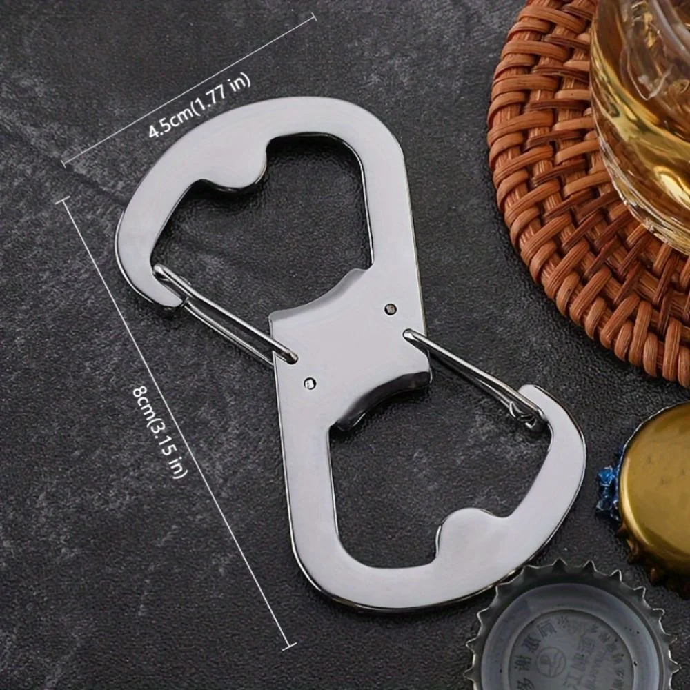 Abrebotellas con mosquetón en forma de 8 de acero inoxidable - vista general