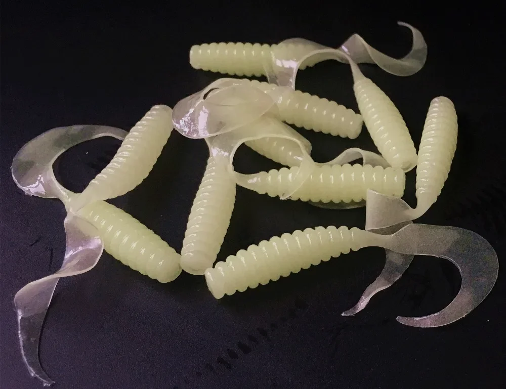 60 unids/lote 4 cm/6 cm luminoso súper suave sílice artificial gusano cebo para pesca señuelo cuerpo blando gusano señuelo gusano cebo - imagen 3