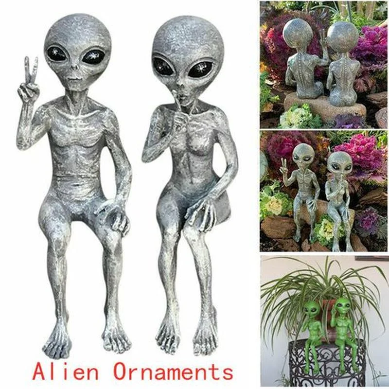 Adornos de extraterrestre para espacio al aire libre, estatua de resina para jardín, decoración del hogar, regalo, decoración de jardín y patio, miniaturas al aire libre - imagen 4