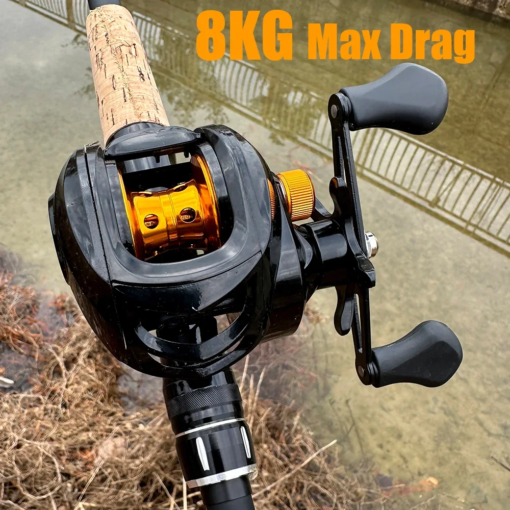 Carretes de pesca Jigging de fundición de señuelo, 212g, profesional, freno magnético 18 + 1 BB, carrete de Baitcasting para trucha, lubina, pescado, 8 Kg - imagen 5