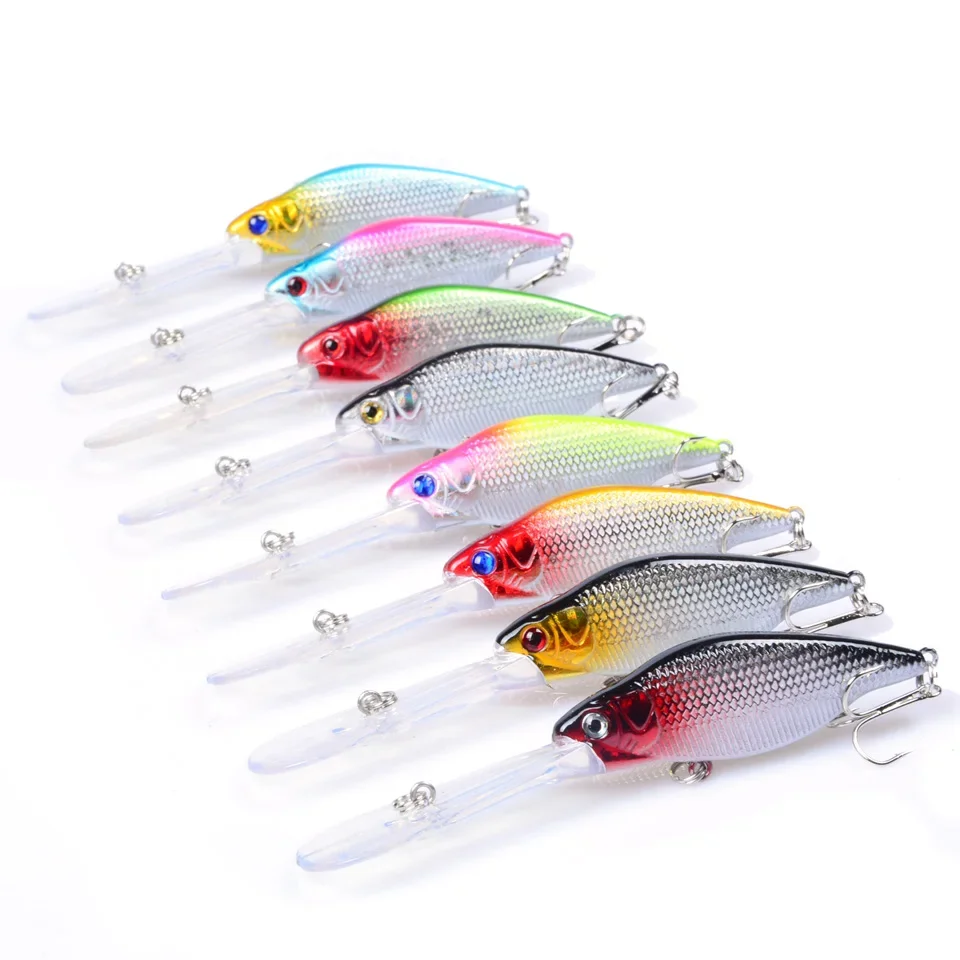 LEOSPORT Minnow Crankbait hundimiento medio buzo duro cebo de pesca boca larga ojos 3D apretado aparejos bamboleantes anzuelos triples - imagen 2