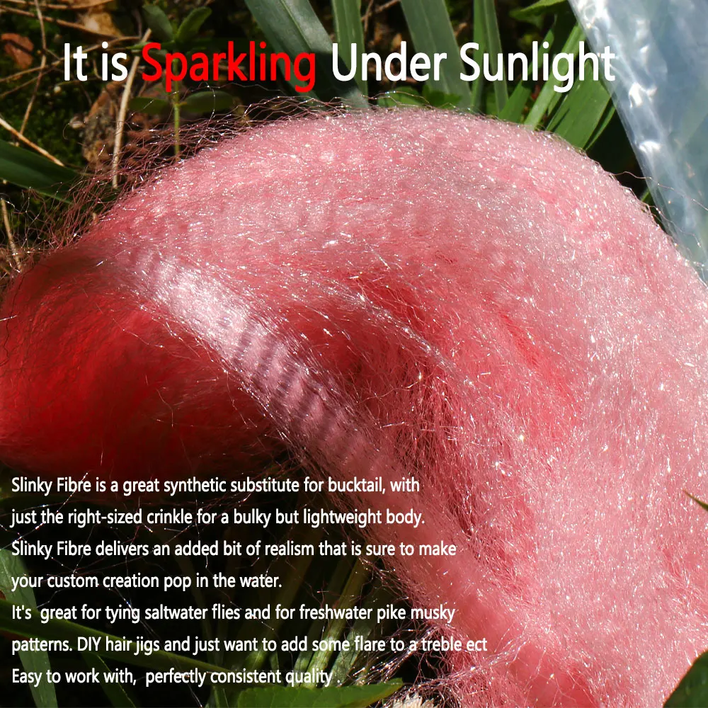 Bimoo, 1 paquete, fibra rizada prensada, brillo largo, pelo sintético, serpentina de agua salada, cebo, Material de atado de moscas de pescado, señuelos de plantilla Bucktail - imagen 5