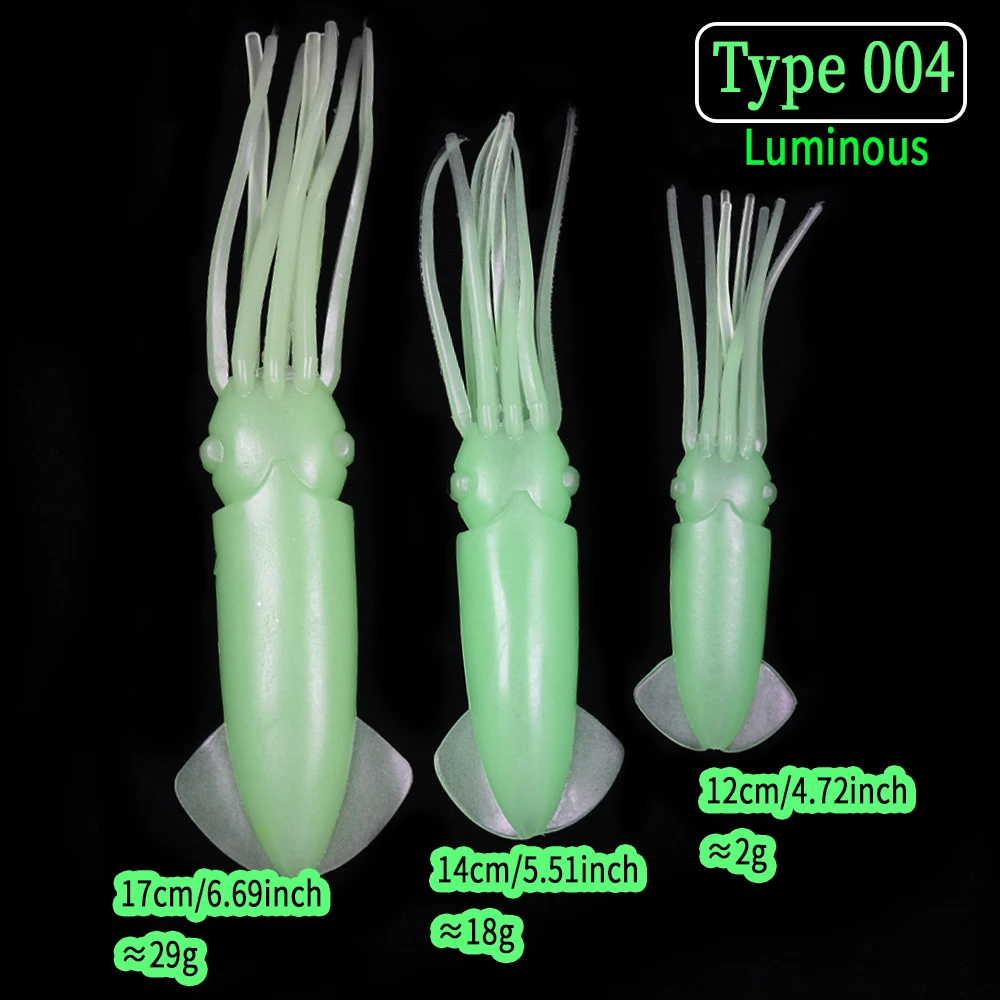 WIFREO-Cebo de plástico blando para Pesca en agua salada, Sabiki señuelo de Anguila, con ojo, Lumo blanco, 10 piezas - imagen 5