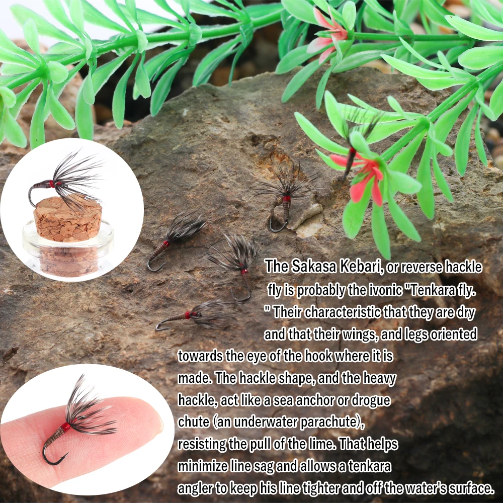 Wifreo-moscas Tenkara Kebari, trucha, Cabeza de Acero, pesca con mosca seca flotante, 6 piezas - imagen 5