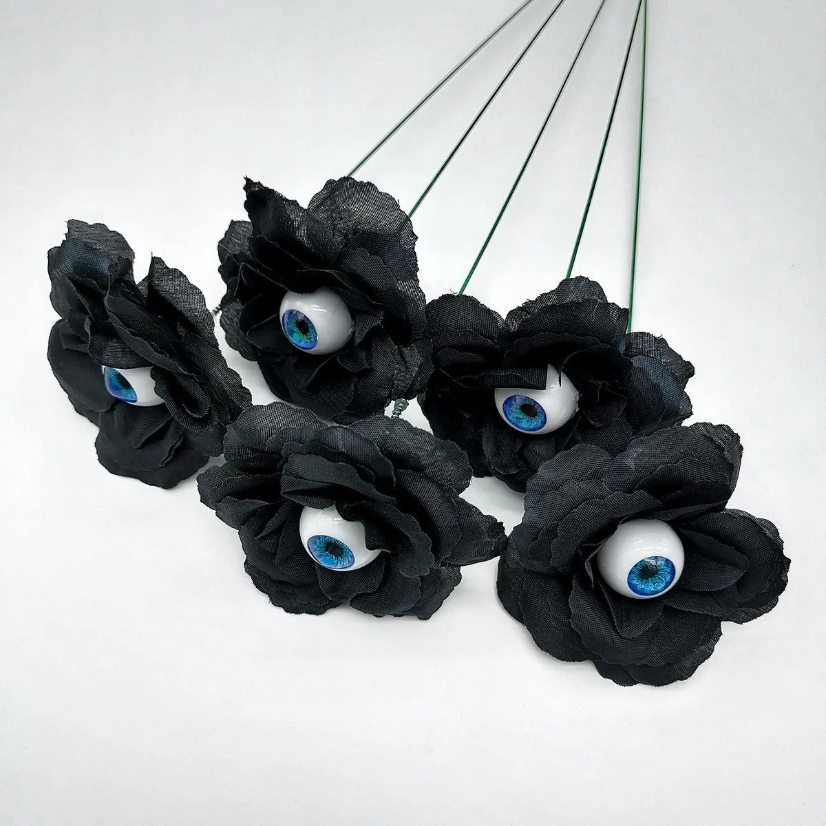 Globo ocular de simulación de PVC negro, poste de tierra de flor de Rosa de Halloween, bricolaje, jardín, patio, regalos de decoración de Halloween, 4 piezas por juego - imagen 5