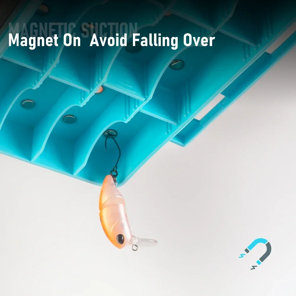 Kingdom-caja de aparejos de pesca magnética portátil, 16,7x10x2,8 cm, cebo de pesca, señuelo, caja de gancho, partición ajustable, accesorios de pesca - imagen 5