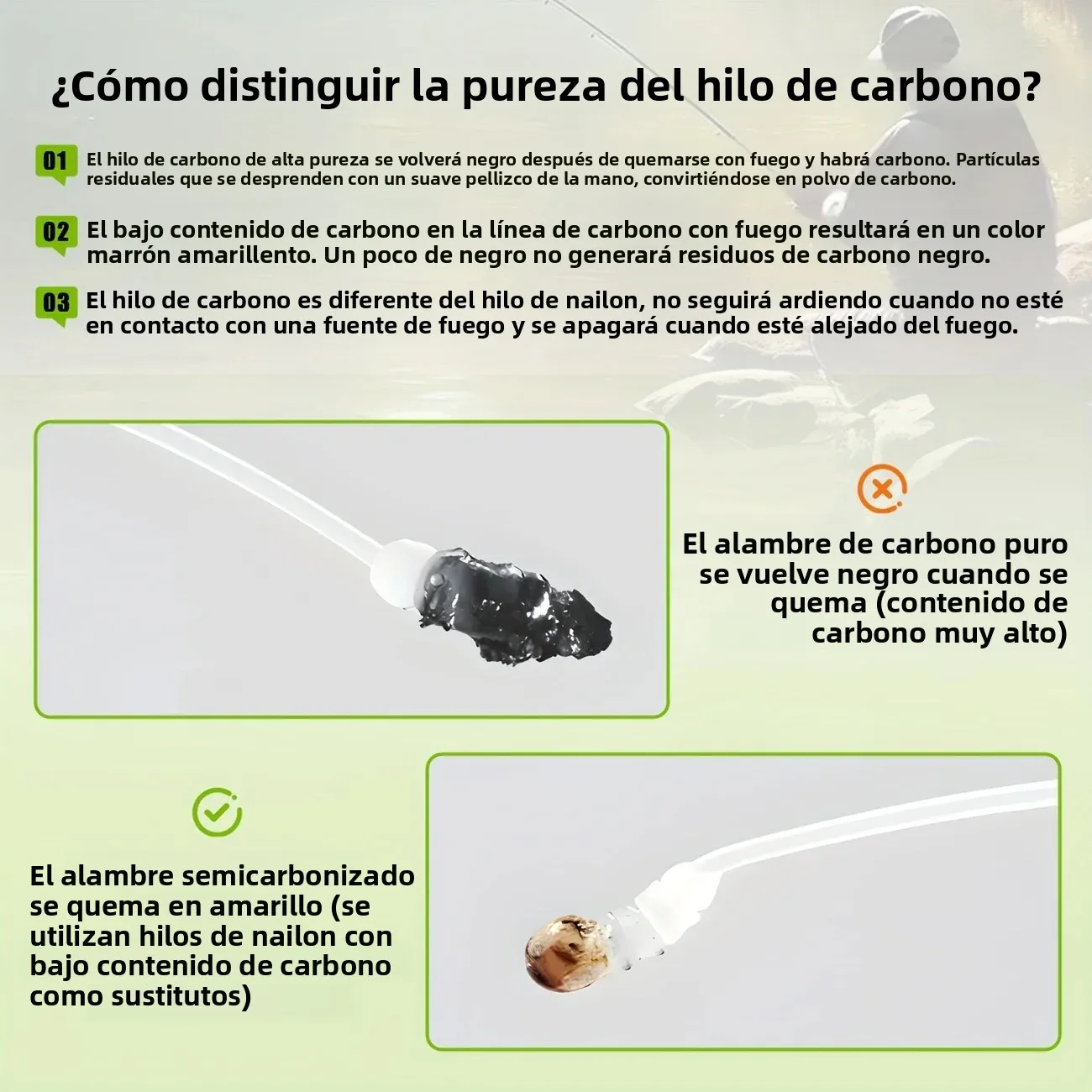 Aparejo carpa con fluorocarbono para método y cabello giratorio - imagen 3