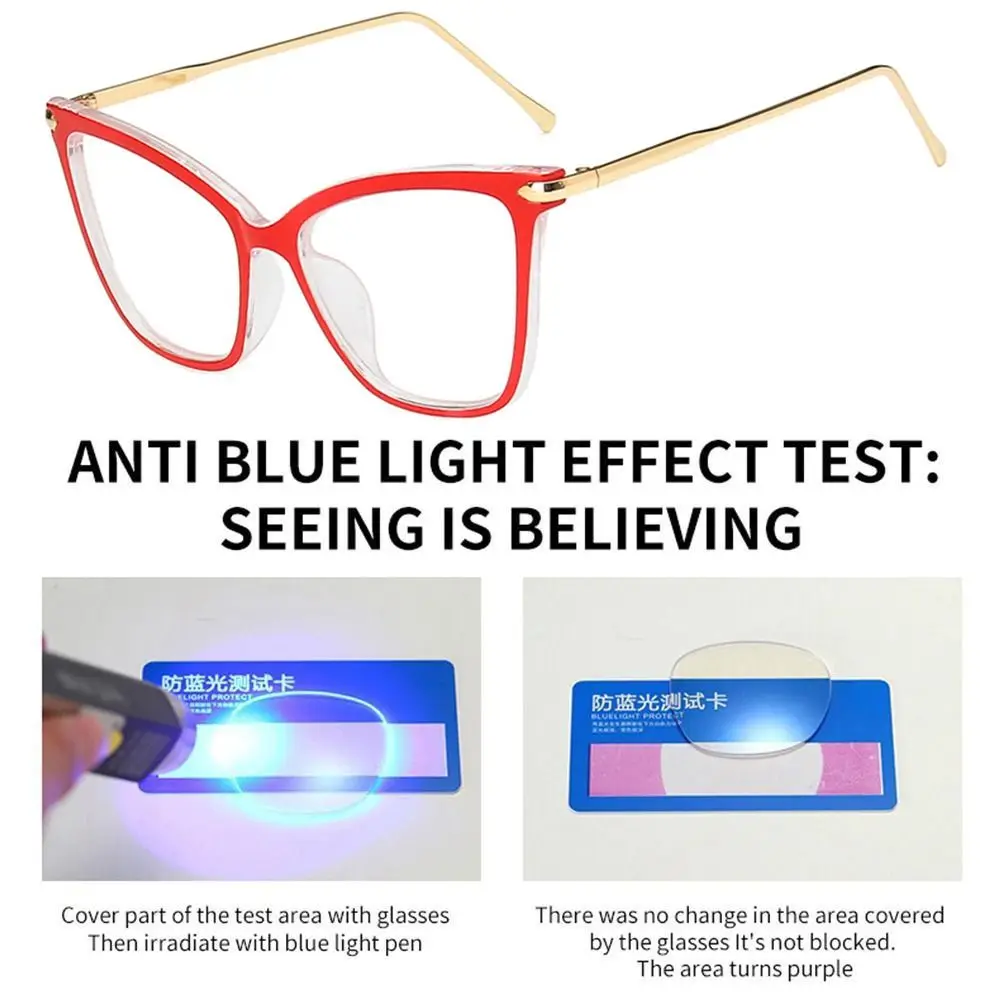 Gafas anti-luz azul con bloqueo de rayos azules, protección ocular ultraligera, gafas cuadradas, gafas ópticas de Metal para oficina - imagen 5