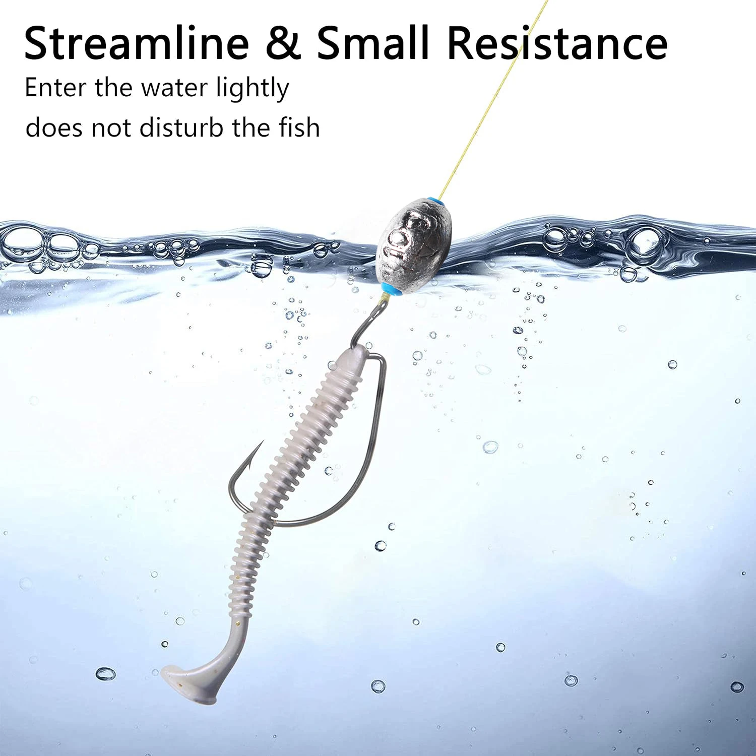 Caja de 60 uds., colgante de plomo abierto, balsa de pesca, juego de pesca, accesorios de válvula de puente, plomo de mordida rápida hueco, tipo oliva, corredor de carretera largo - imagen 3