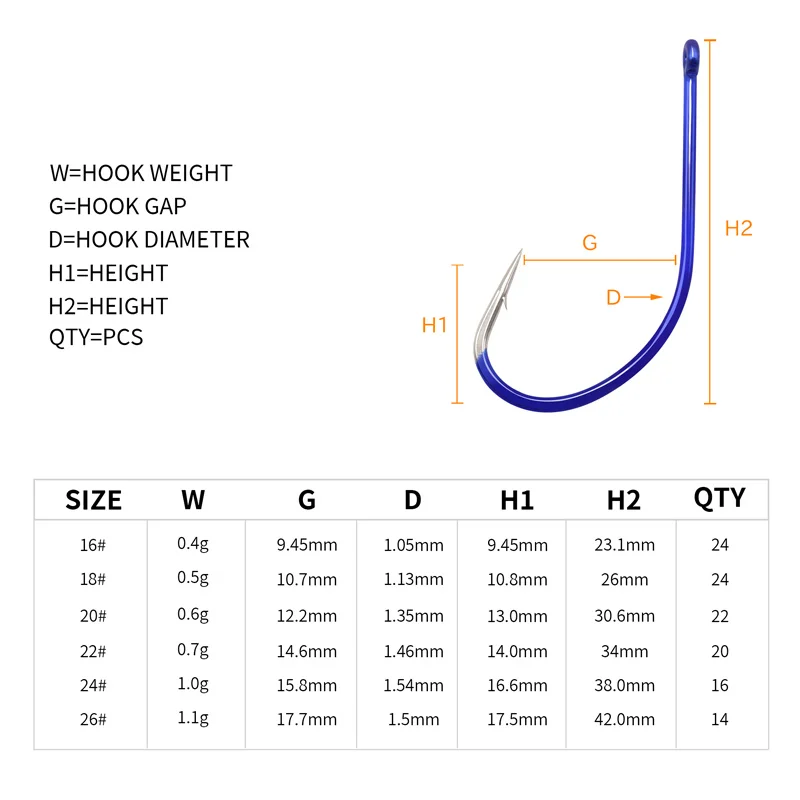 ZYZ anzuelos de pesca de lubina, anzuelos afilados de acero con alto contenido de carbono, caja de 14-24 unids/lote, 6 tamaños para carpa, pulpo, accesorios de pesca, aparejos - imagen 4