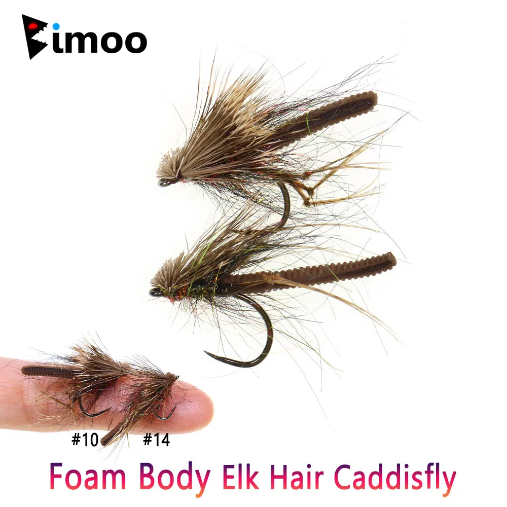 Bimoo 3 piezas # 10 # 12 # 14 Cuerpo de espuma Pelo de alce Caddisfly Sin púas Flotante Mosca seca Mayfly Trucha Bar Graying Panfish Señuelos de pesca - imagen 2