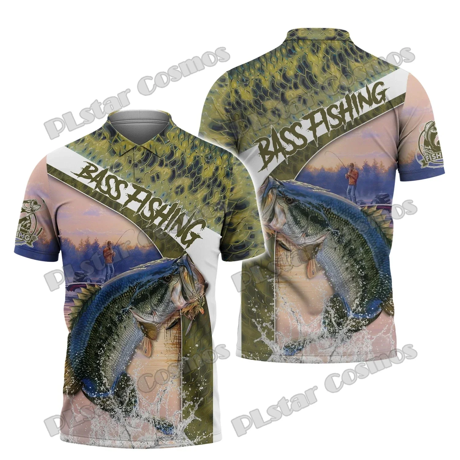 PLstar Cosmos Polo de pesca 3D estampado para verano