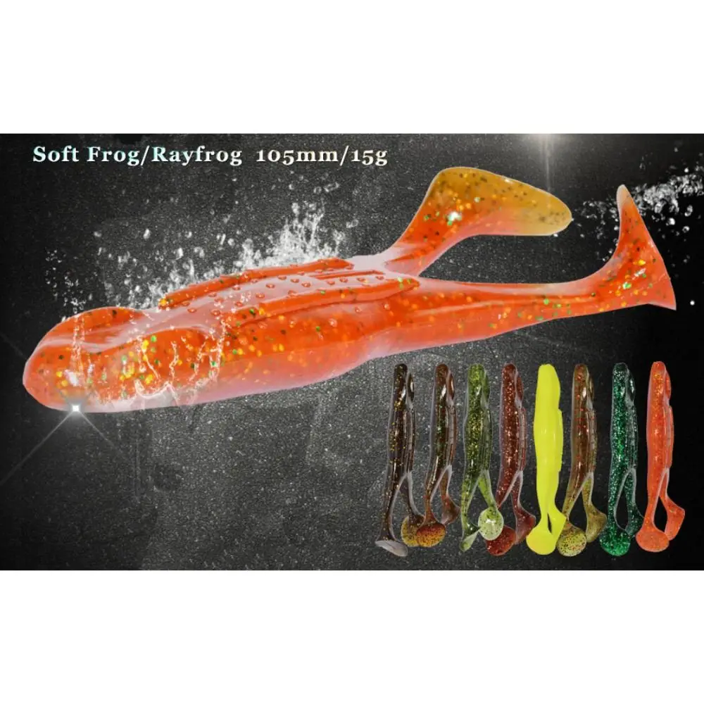 Señuelos de Pesca de rana blanda de silicona, 2 piezas, 10,5 cm/12g, señuelo Jigging, Mini señuelo suave, ojos 3D, producto de pesca - imagen 2