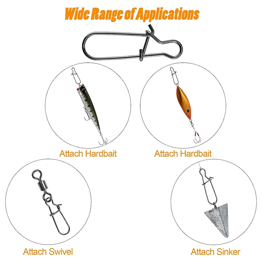 Broches de pesca Duo Lock Snap de acero inoxidable 100 Uds 24-183LB señuelo giratorio rápido Snap agua dulce/salada Clips de pesca de cambio rápido - imagen 4