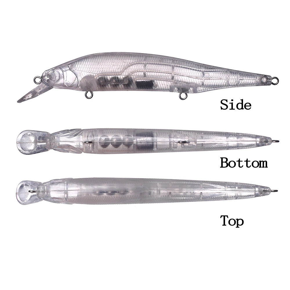 Chan'sHuang, 20 piezas, cebo transparente en blanco sin pintar, 13cm, 13,7g, sonajeros flotantes, pececillo, bricolaje, hecho a mano, aparejos de señuelo de pesca Artificial - imagen 3