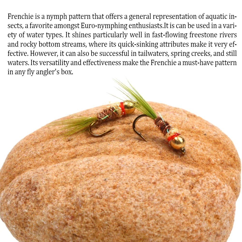 Wifreo 6 piezas # 16 cabeza de cuentas de latón Frenchie Ninfa pesca moscas Euro ninfas púas mosca húmeda para trucha Grayling pesca señuelo cebos - imagen 5