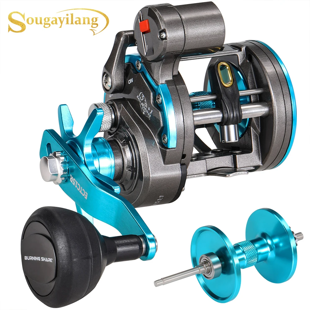 Carrete de pesca Sougayilang ECT15R 3 + 1 BB 5,1: 1 contador de profundidad de relación de engranaje para carrete de alta capacidad de precisión para pesca en orilla de barco