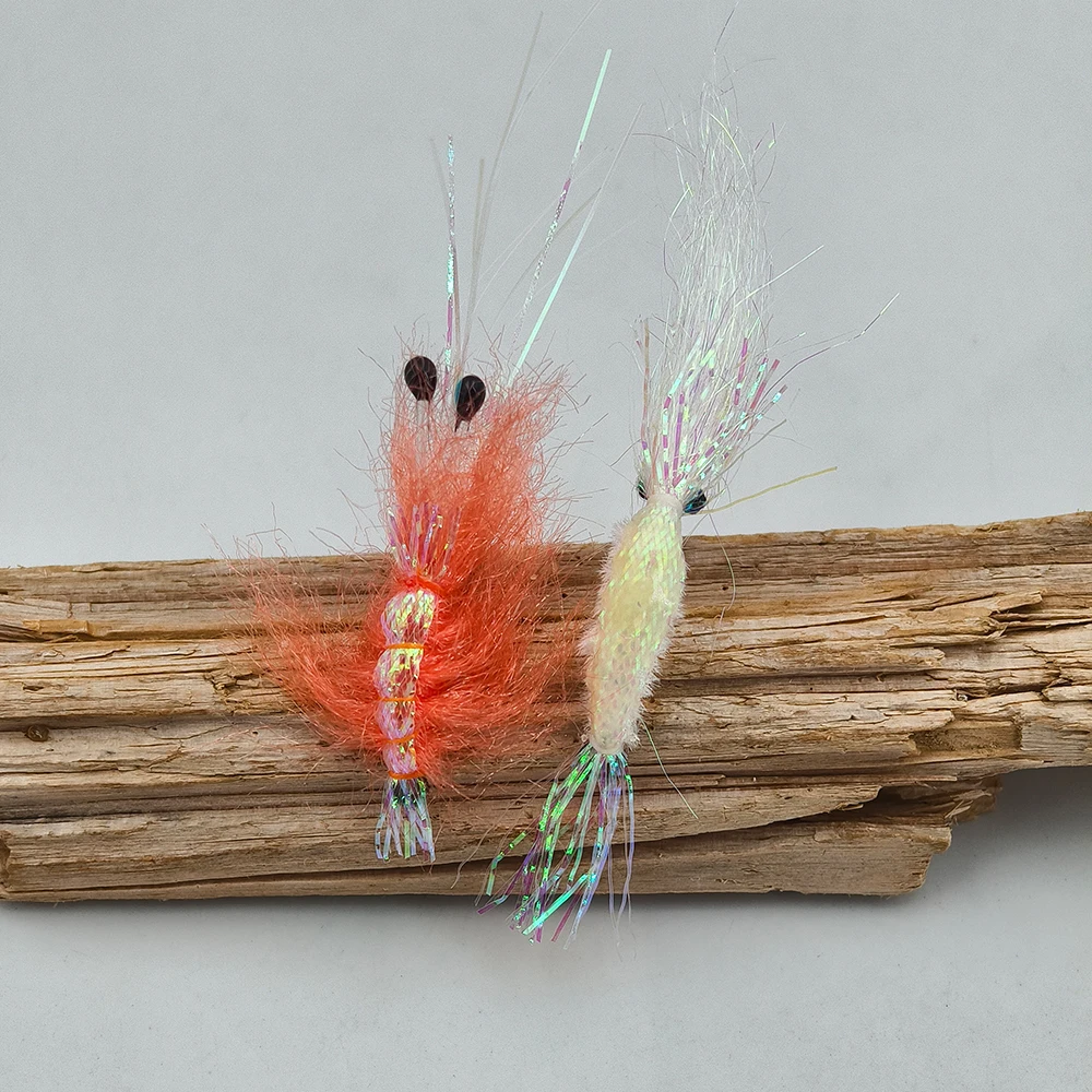 6 unids/caja Flash respaldo naranja camarón mosca/blanco perla ala de hielo luminoso camarón pesca en agua salada mosca trucha lubina señuelo cebo - imagen 2