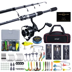 Goture-combinación de carrete y caña de pescar telescópica de fibra de carbono, herramienta de aparejos con bolsa de transporte Oxford 900D, Combo de caña de pescar de viaje