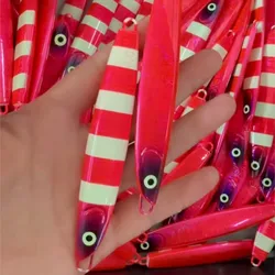 Jigging en alta mar para agua salada, plantilla de Metal de 80g120g160g, señuelo de atún 3D, cebo duro para lubina, Mahi Marlin, caballa, aparejos de pesca para barco