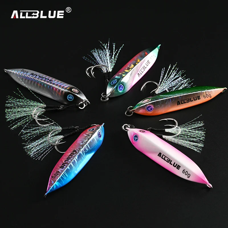 ALLBLUE SEABLUE-plantilla de pesca lenta de Metal, cuchara fundida, cebo Artificial de 60G, fundición a tierra, Jigging, aparejos de señuelo de lubina de Metal - imagen 3