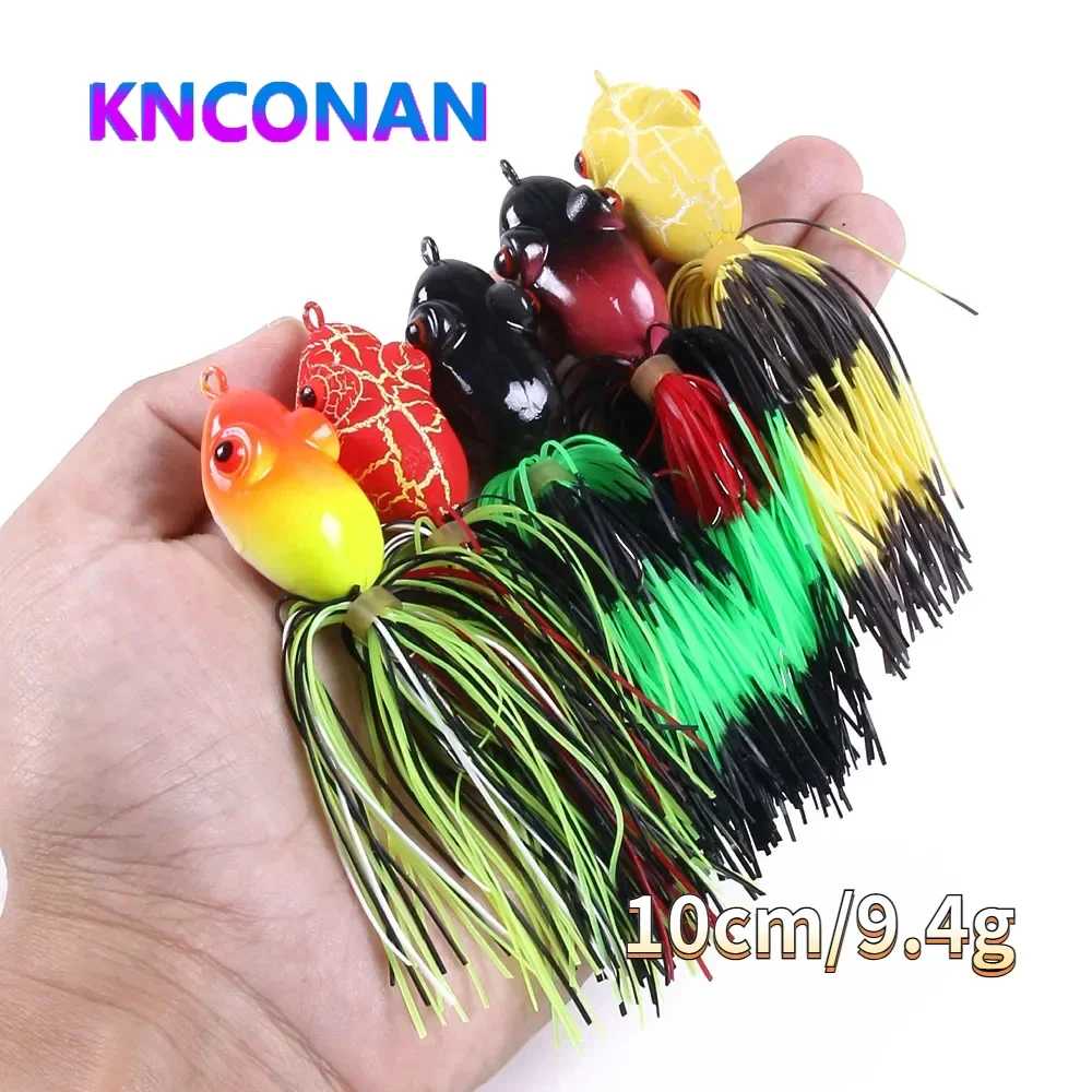 KNCONAN-señuelo de rana de 100mm y 9,4g, cebo de tubo blando de plástico duro, para pesca con falda de goma, Wobbler para bagre de lubina - imagen 2